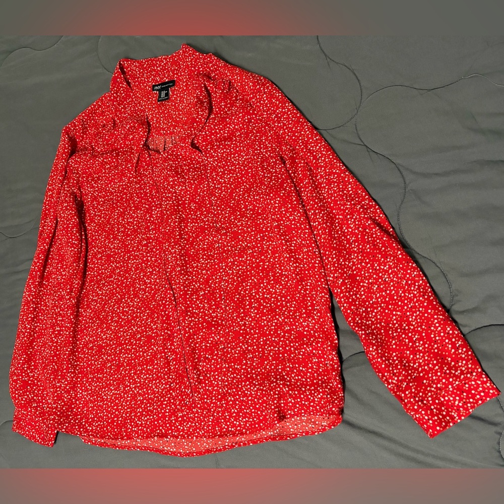 Jones New York Women’s Red Printed Long Sleeve Shirt